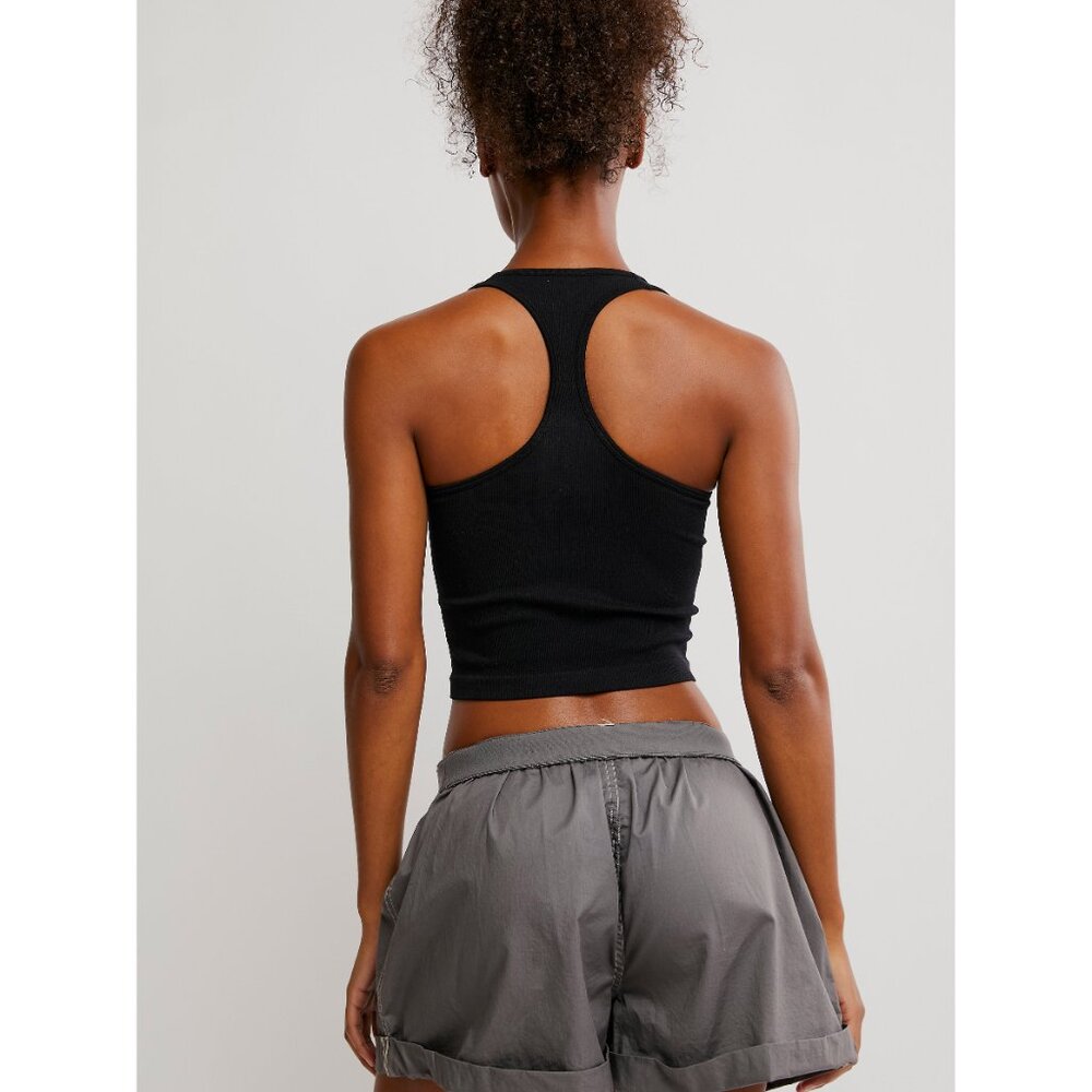 Free People Black Ribbed Cropped Tank - Picture 3 of 6